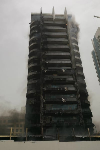 Dubai Marina tower catches fire