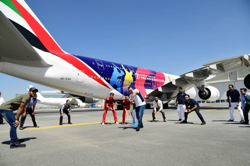 Pics: Dubai's Emirates Reveals ICC Cricket World Cup Themed A380 Livery