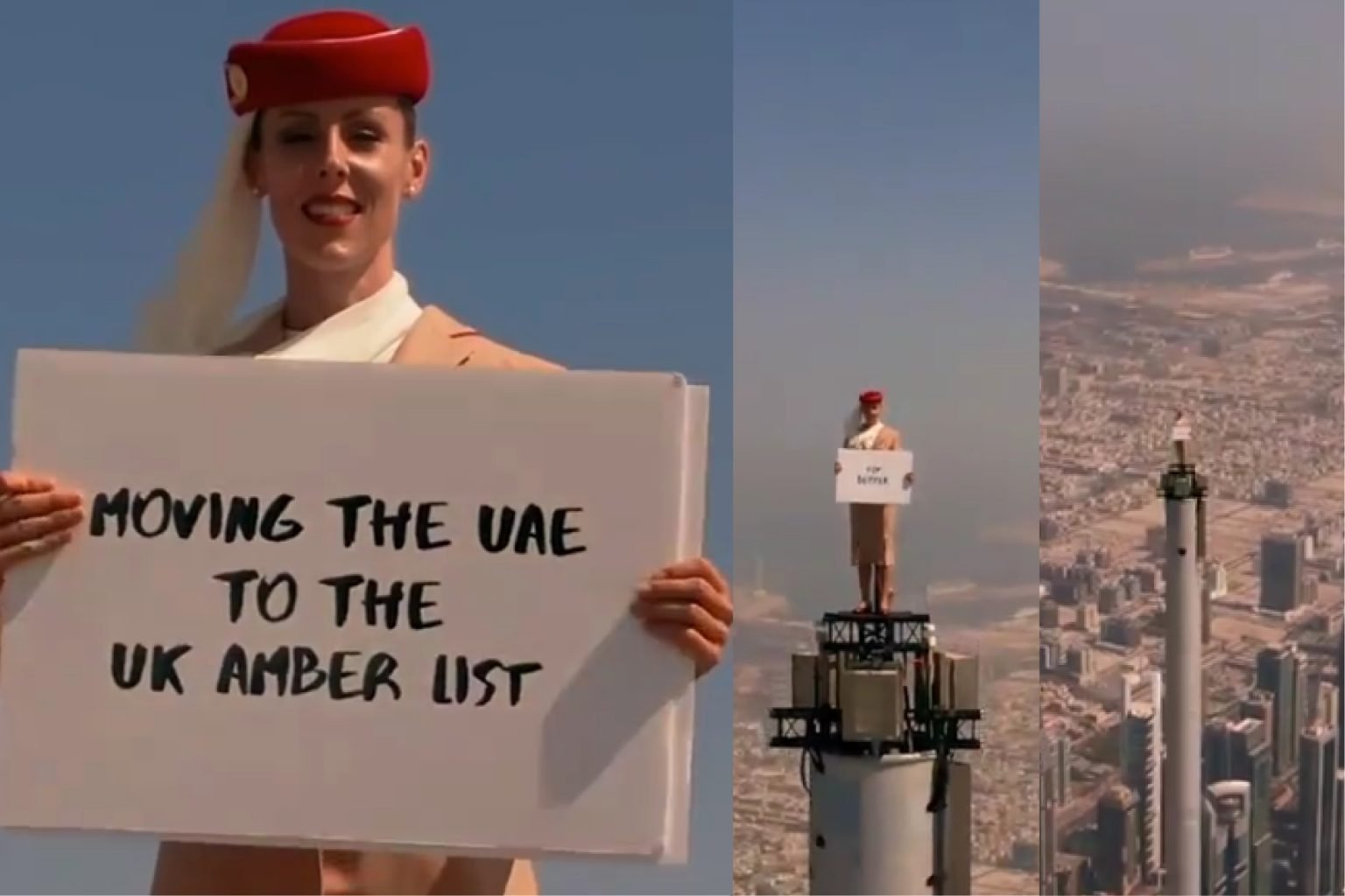 Watch Emirates Video Of Flight Attendant On Top Of Dubais Burj