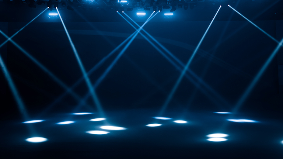 Concert lighting on black stage conference