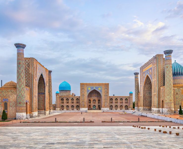 flydubai launches service to Samarkand; Registan square Samarkend, Uzbekistan