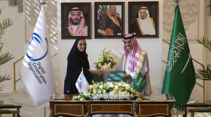 Saudi Arabia’s foreign minister and the secretary general of the Digital Cooperation Organization in Riyadh