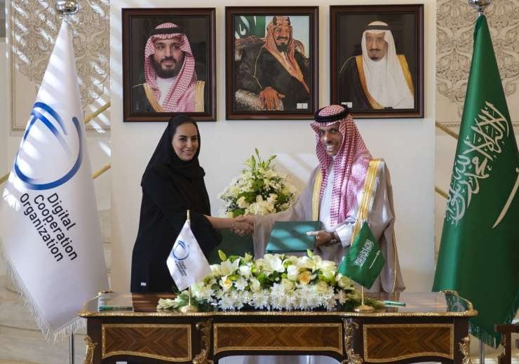 Saudi Arabia’s foreign minister and the secretary general of the Digital Cooperation Organization in Riyadh