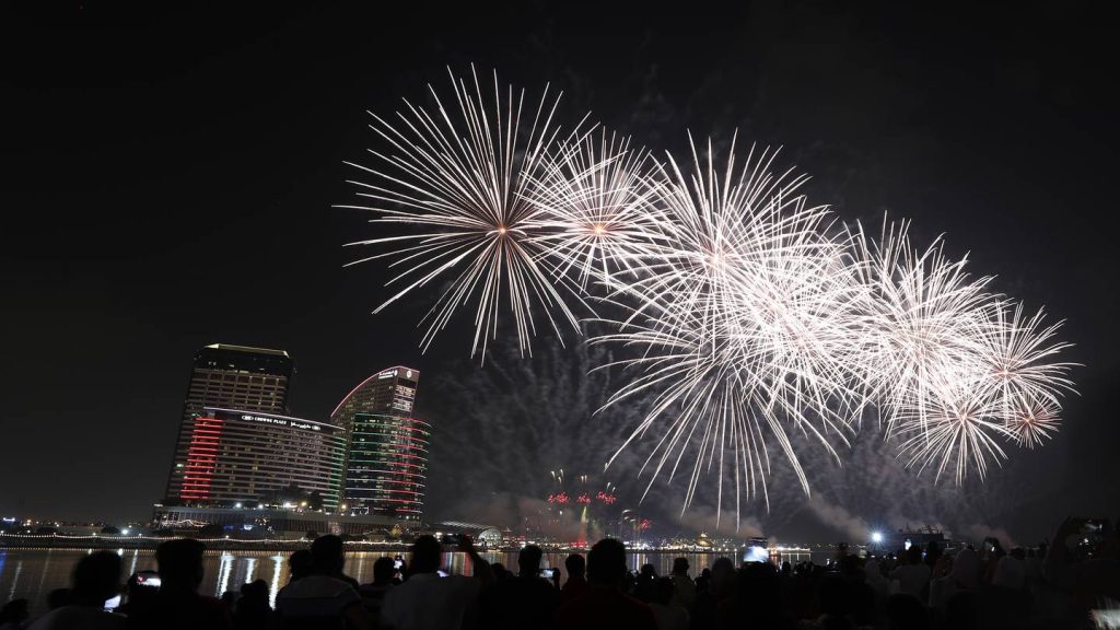 Dazzling fireworks light up the sky at Festival City Mall in Dubai