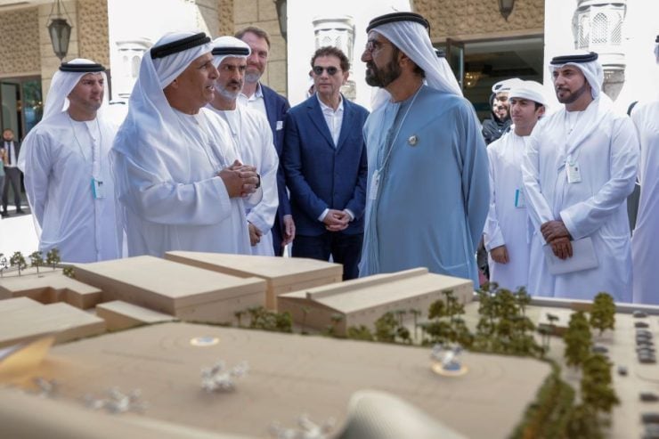 aerial taxi vertiports prototype approved by Sheikh Mohammed. Sheikh Mohammed at the RTA stand at WGS