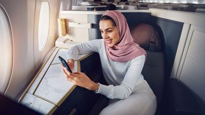 Etihad Airways Business Class With Emirati Guest Taking Advantage Of Etihads Unlimited Wi Fly81 400x225 
