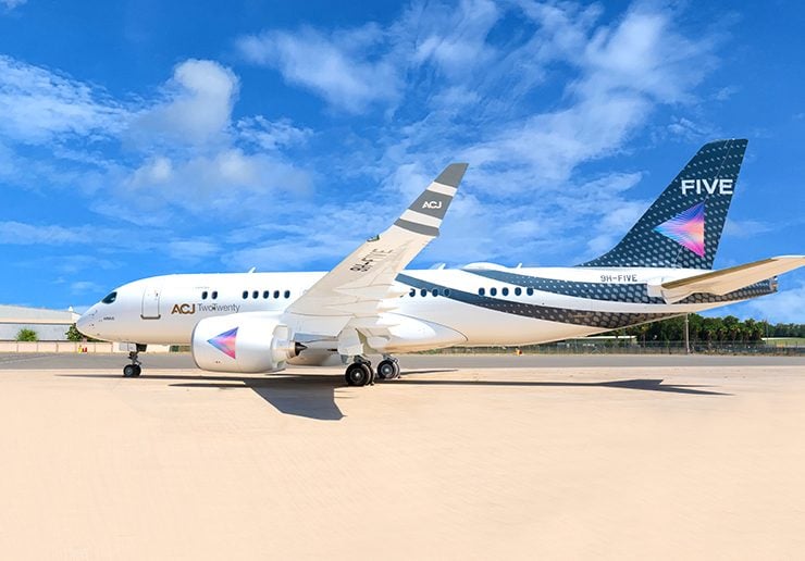 The aircraft, 9H-FIVE, pronounced Nine-Hotel FIVE, will be based in Dubai (Image: Supplied by FIVE Hotels and Resorts)