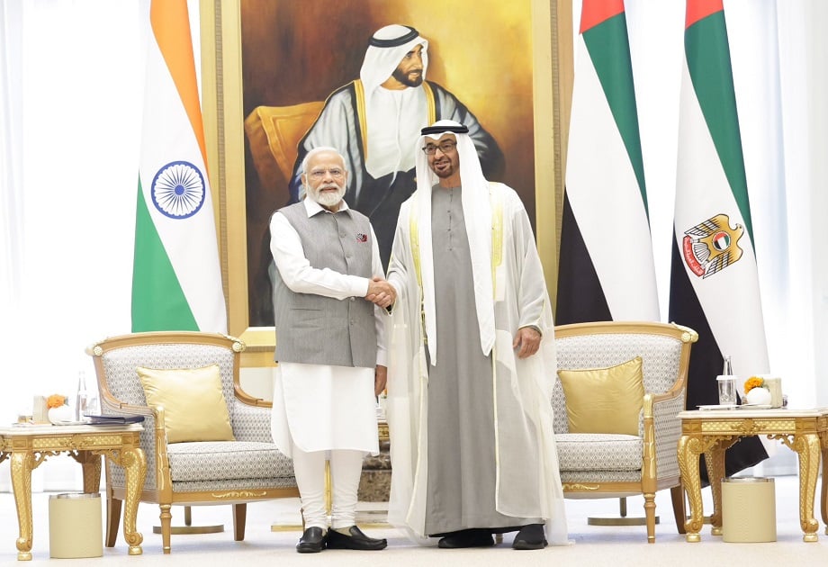 Image of Prime Minister Narendra Modi meeting with President of UAE