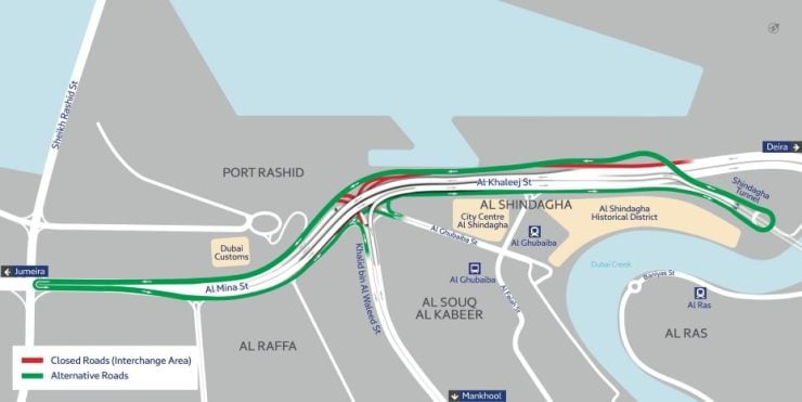RTA announces expected traffic delays on key roads from July 9-23 in Bur Dubai image RTA twitter