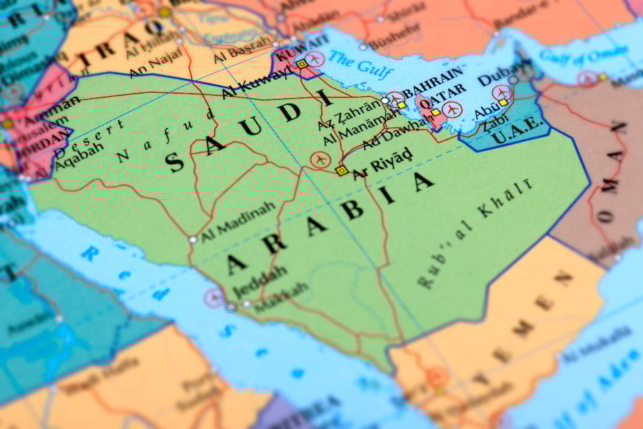 Red Sea and a map of Saudi Arabia. (Getty Images)