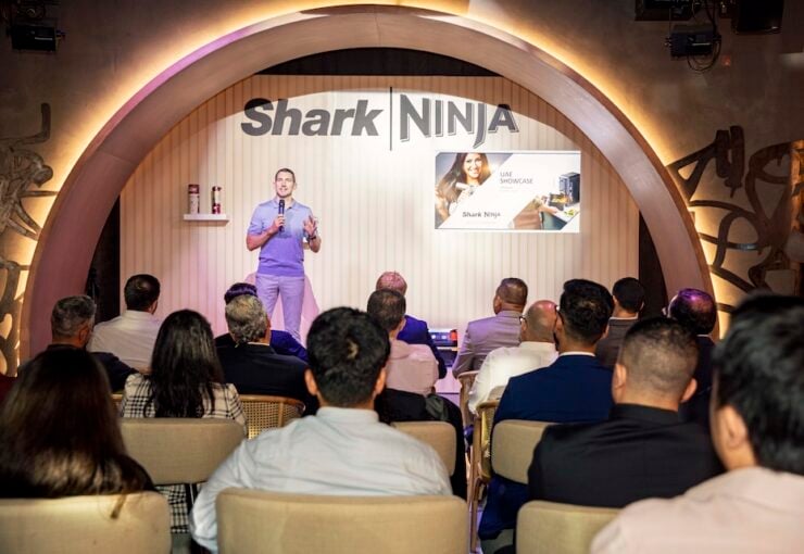 Tom Brown, President EMEA, SharkNinja, addresses media at the official SharkNinja UAE launch