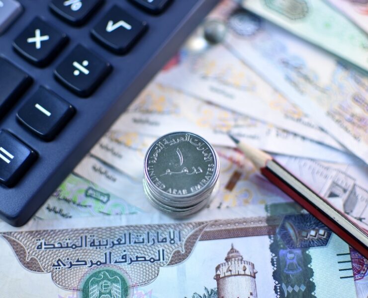 Close up Dirhams currency, United Arab Emirates