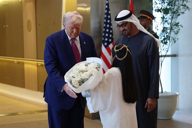 US president Donald Trump lands in Abu Dhabi, received by UAE President Sheikh Mohamed