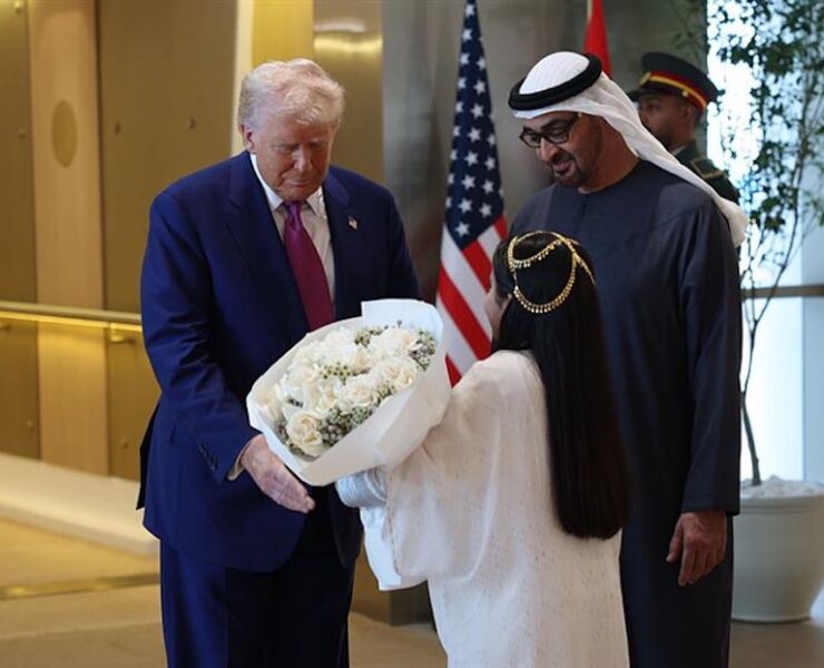 US president Donald Trump lands in Abu Dhabi, received by UAE President Sheikh Mohamed