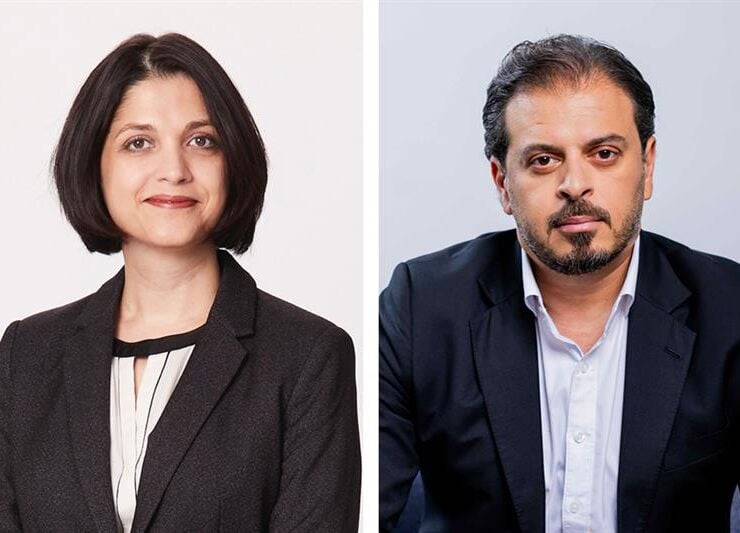 Françoise Russo (left), chief digital and technology officer at Aramex, and Amjad Al Sabbah, group VP for the Middle East and Africa at Sprinklr (right)