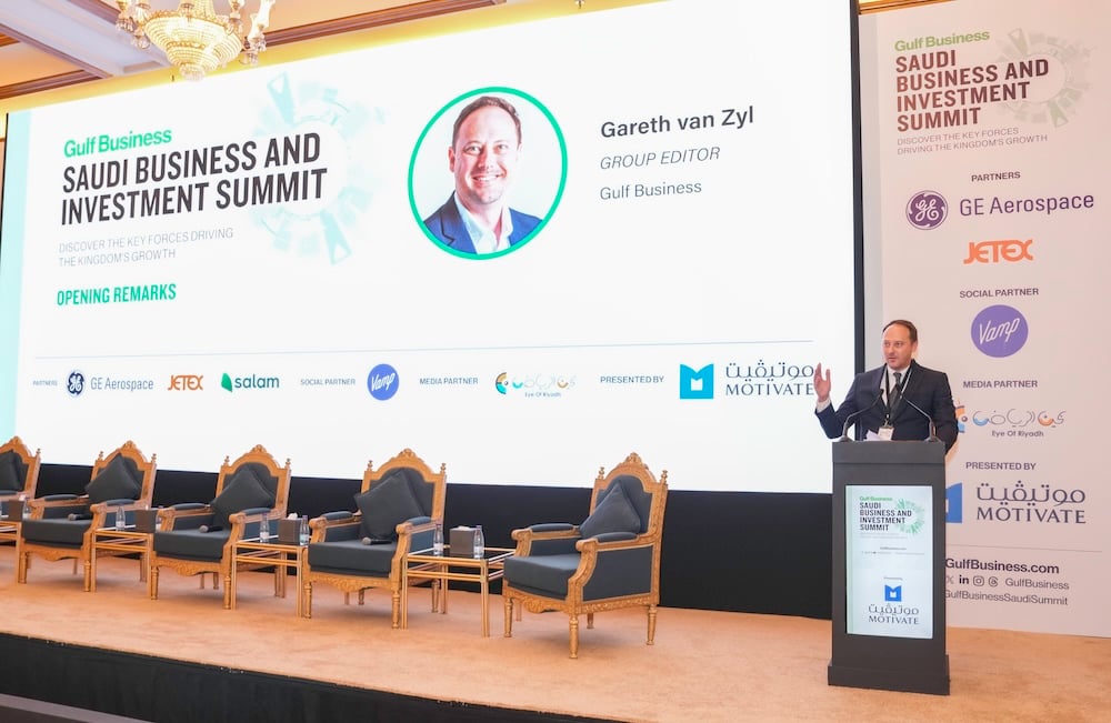 Gareth van Zyl, group editor of Gulf Business, speaking at the Saudi Summit.