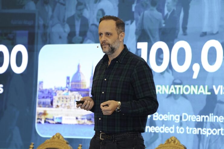 Michael Champion, CEO of Tahaluf, delivering his opening keynote.