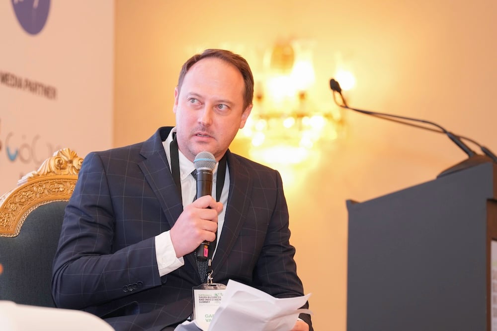 Gareth van Zyl, group editor of Gulf Business, moderating the second majlis of the day.