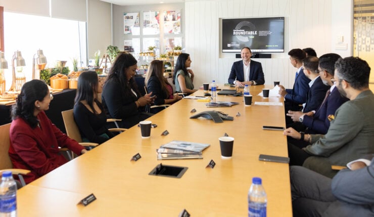 Yassine Mannai, associate director for sales and marketing at Shure MEA (far left), adds his insight during the roundtable discussion.