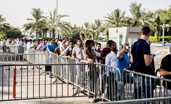 Customers and investors queuing at DP Sales Centre